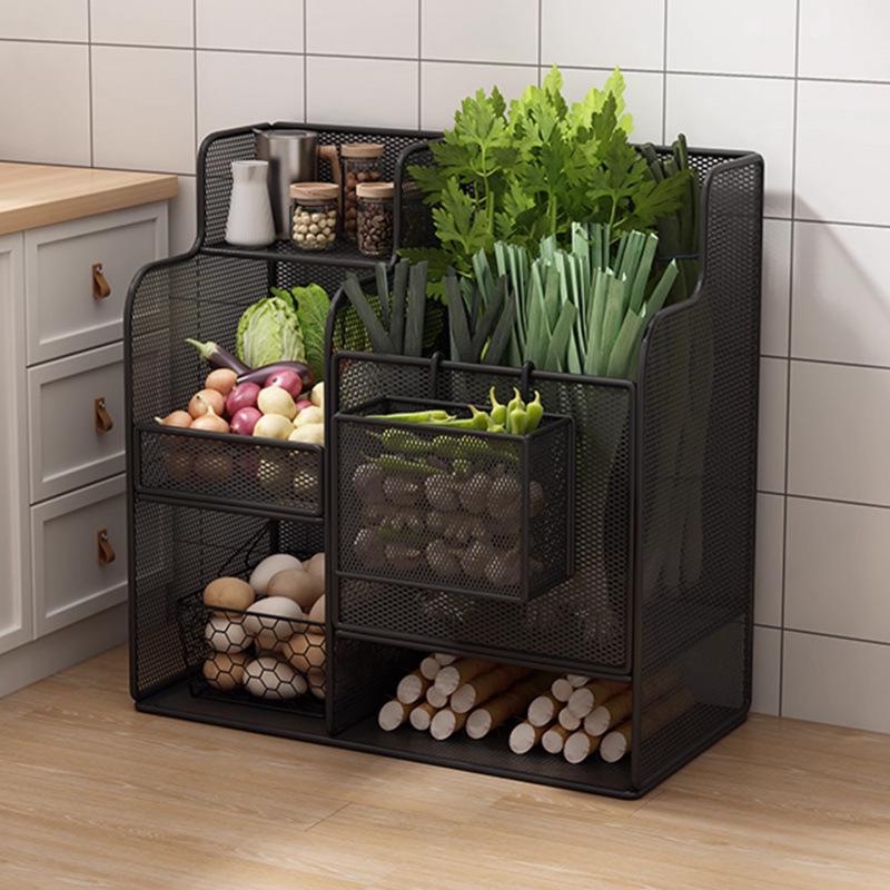 Multi-functional Kitchen Storage Rack: Multi-layer Basket for Fruits, Vegetables, Onions, Ginger, and Garlic