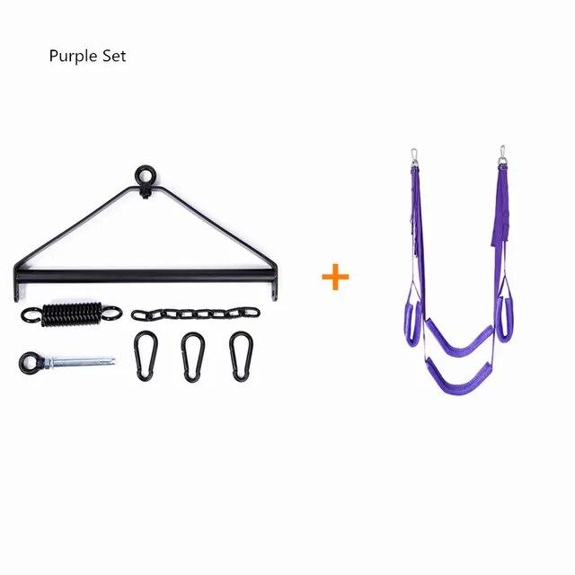 Mykt materiale Sex Swing Erotiske leker med stropp Sele Tau Kjærlighetsmøbler med metallslynge for Bdsm Fetish Bondage Sexstilling