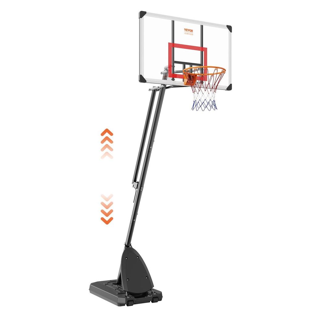 Basketball Hoop, 7.6-10 ft Adjustable Height Portable Backboard System, 50 inch Basketball Hoop & Goal, Kids & Adults Basketball Set with Wheels,