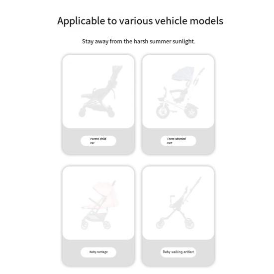 Baby Stroller Umbrella with Clamp UPF 50+ Sun UV Protection Adjustable Waterproof Windproof Universal Outdoor UV Blocking Pram Parasol