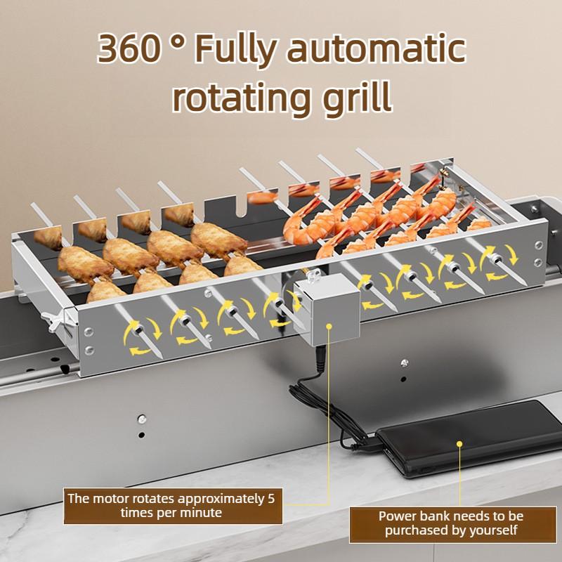 5V AC/DC Fully Automatic Barbecue Flipping Rack Width Adjustable Rolling Skewer Grill Automatic Rotating Barbecue Grill