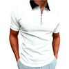 Men Slim Fit Short Sleeve Zip Collar Casual Polo Shirt