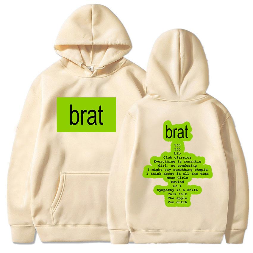 

Худи с принтом певицы Charli XCX, графикой альбома Brat, толстовки с капюшоном, с длинным рукавом, повседневные мужские худи 3XL