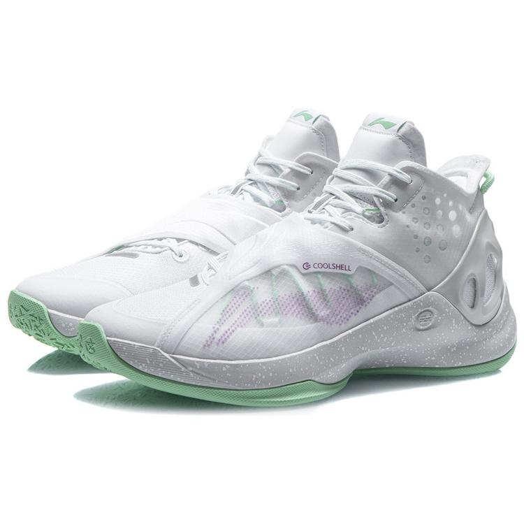 New LINING Cicada Wing Basketball Shoes Men Mid Top White/Green ABAR081-2