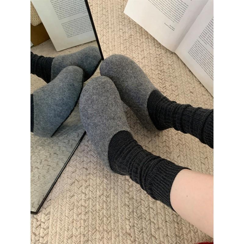 Half Slippers Women'S Outer Wear Winter Mori Woolen Bag Head Thick Sole Velvet Birkenstocks Cotton Mop