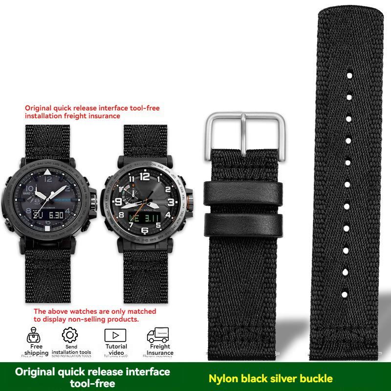 For Casio PROTREK Series PRG-601 PRG-600 PRG-650 PRW-6600Y GA2200 Breathable Nylon Canvas Strap 24mm Quick Release Wristband