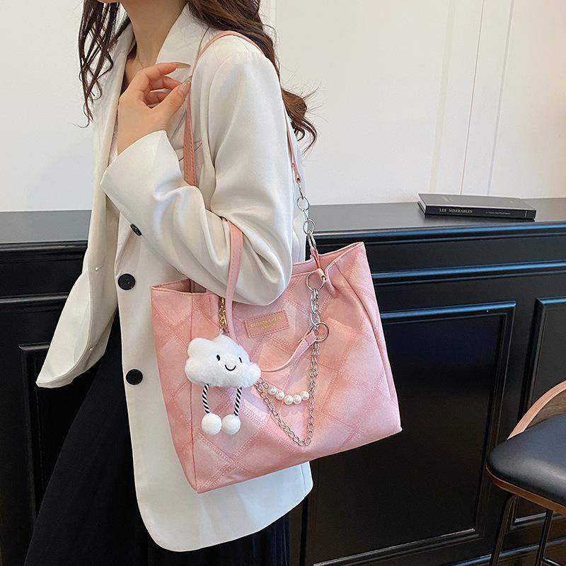 Casual Simple Plaid Women Shoulder Bags Vintage Ladies Large Capacity Tote Bag Thread Design Versatile Ladies Underarm Handbags