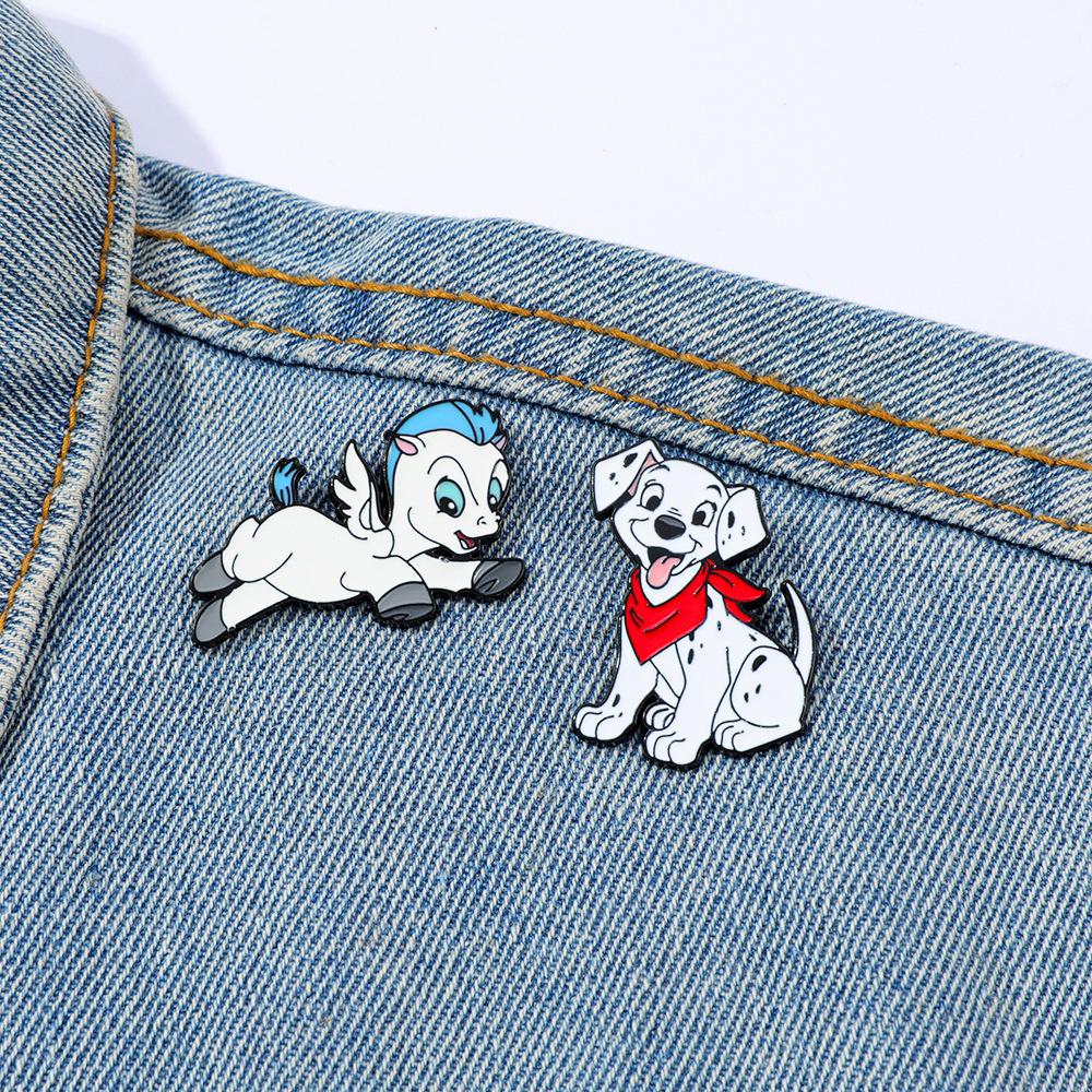 Cute European and American cartoon characters Metal badges Spotted dog Rainbow pony Alloy Oil Drip Brooch Pin