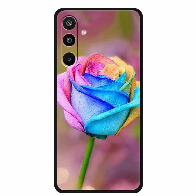For Samsung Galaxy A36 5G Case Flowers Printed Silicone Phone Cases Cover for Samsung A26 5G TPU Shells A 26 36 Black TPU Coques