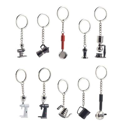 Portable Miniature Espresso Supplies Keychain Fashionable Alloy Keyring Bag Charm for Coffee Lovers and Collectors