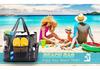 Mesh Beach Bag with 8 Pockets - Large Capacity Travel & Toy Storage Bag