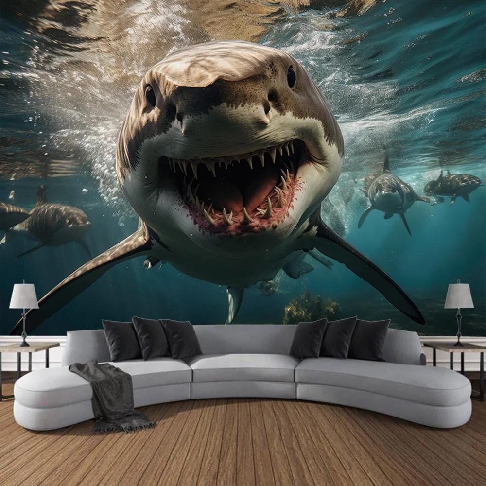 Unterwasserwelt Wandteppich Wandbehang Delfin Hai Seetang Heimkunst Dekoration Hintergrund Schlafzimmerwand Cartoon Dekoration