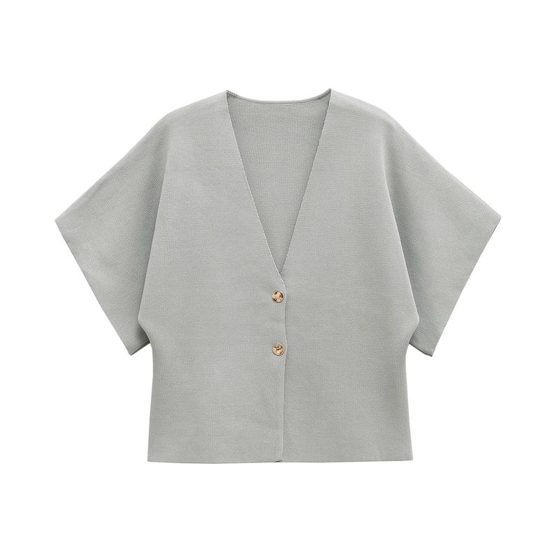 Zbzr Spring New Women Clothes Western Style French Style Versitile Fashion Short Sleeve Simple Knitted Outerwear 4192101