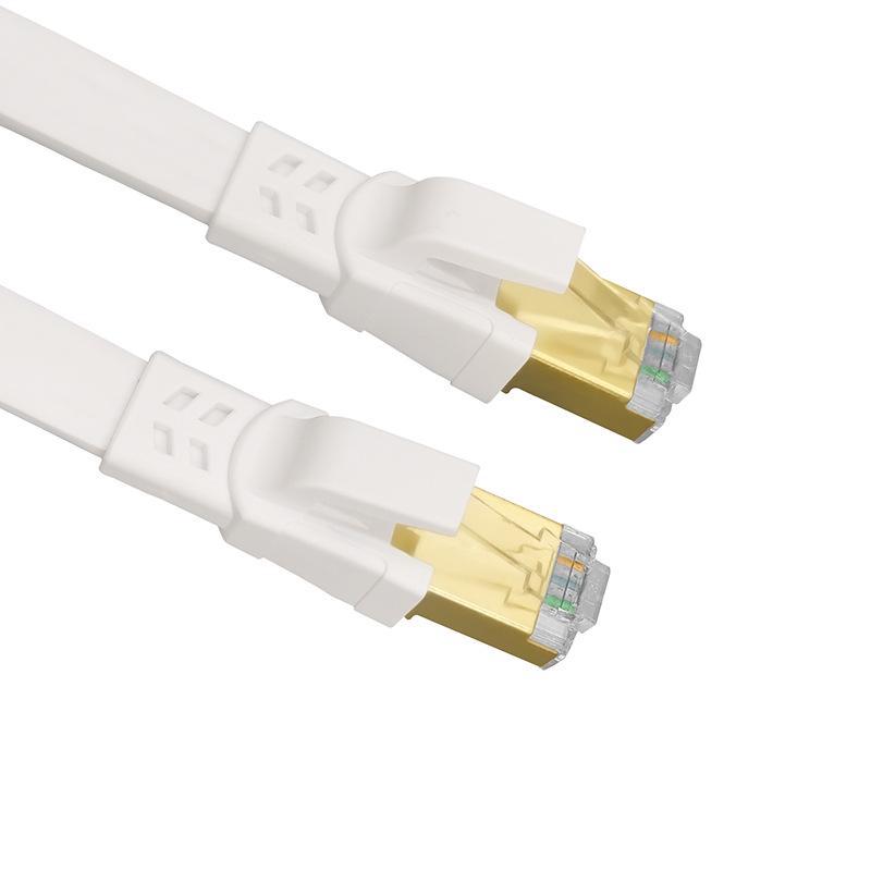 CAT8 Flat Network Cable 10 Gigabit, Shielded Pure Copper, RJ45 Data Center Connection.