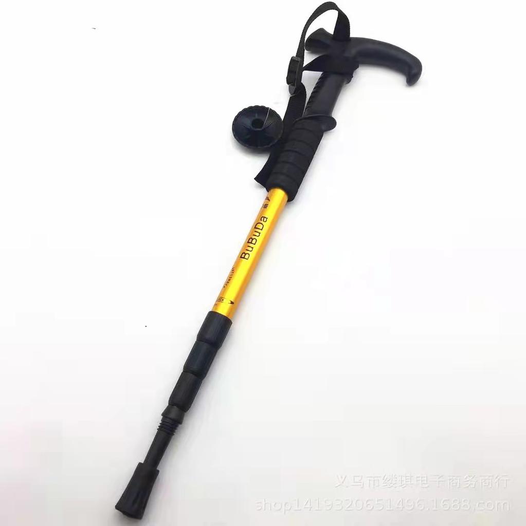 Low Moq Trekking Pole 4 Section Alpenstock Light Telescopic Hiking Stick Anti-shock Anti-skid Walking Stick