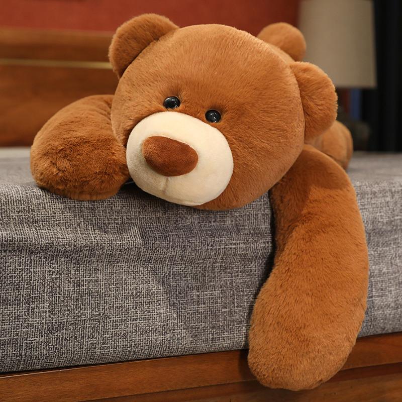 50cm-120cm Lying Bear Plush Toys Soft Sleep Pillow Cartoon Animal Bear Stuffed Doll Classic Birthday Gifts