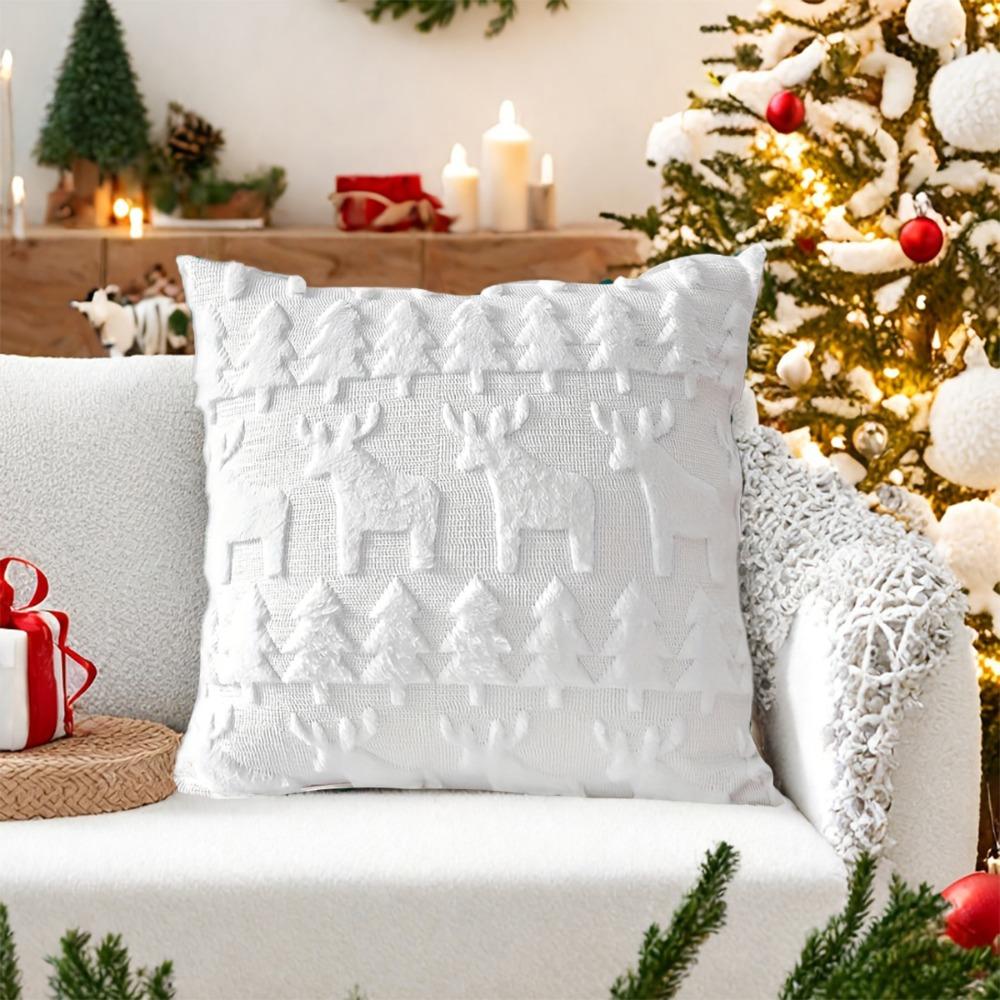 45×45cm Pillowcase Christmas Tree Plush Pillow Cover Christmas Throw Pillow Cover Home Decoration