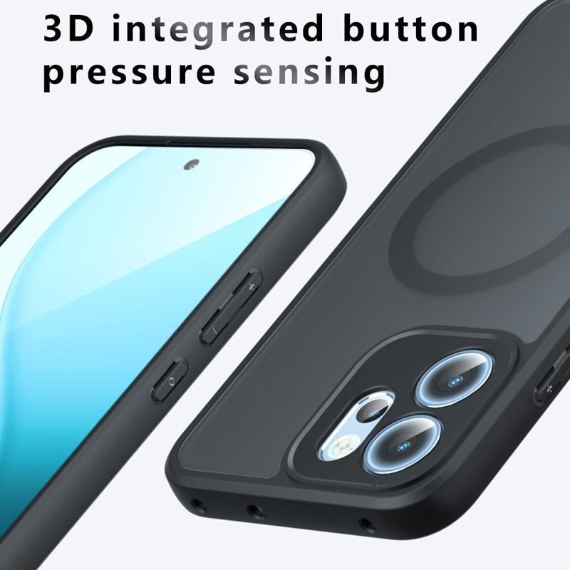 Etui dla OPPO Reno 14F Wstrząsoodporne Magnetyczne Matowe PC+TPU Odporne na odciski palców Półprzezroczyste Etui dla Oppo Reno14 F