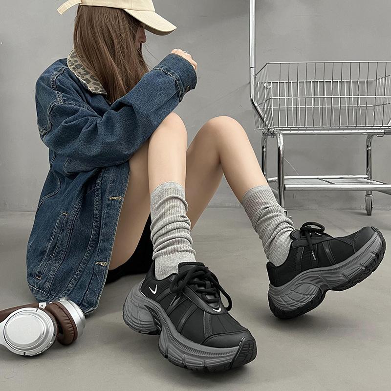 Paris fashion dad shoes women's autumn 2025 new mesh breathable thick sole heightening color matching casual sports shoes