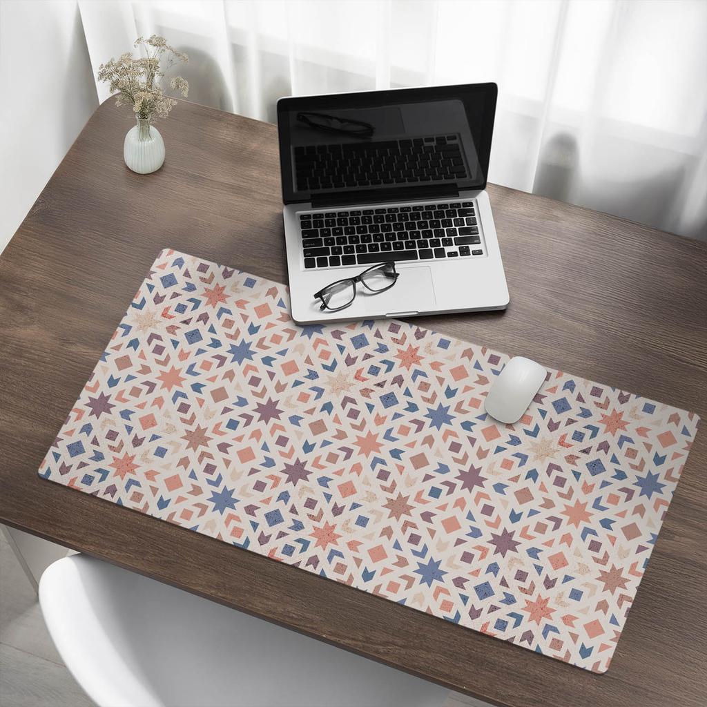 Wytrzymała Mata Pod Sprzęt Dla Graczy Geometryczny Wzór Retro 100X50 Cm