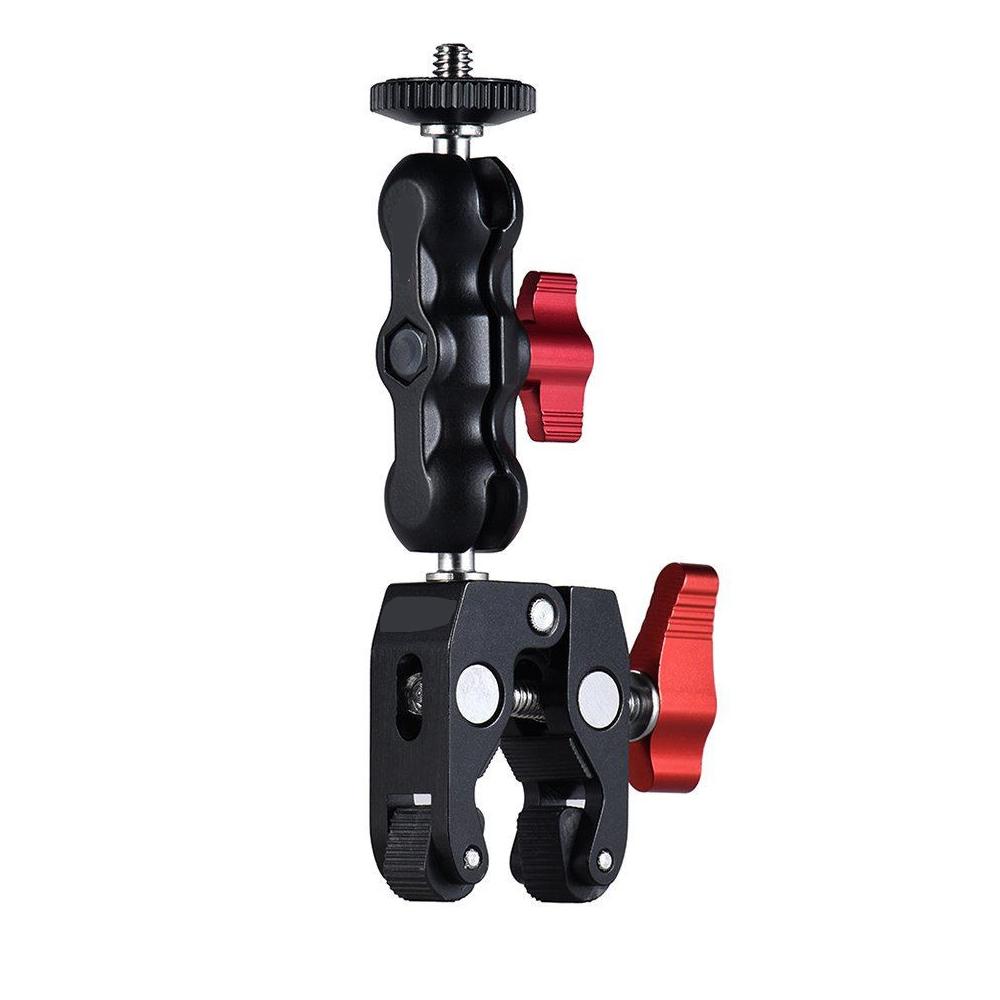 

Суперзажим Зажим для камеры Крепление Монитор 360° Шаровая головка Волшебная рука Адаптер с двойной шаровой головкой для зеркальной камеры/Gopro/светодиодных фонарей/телефона