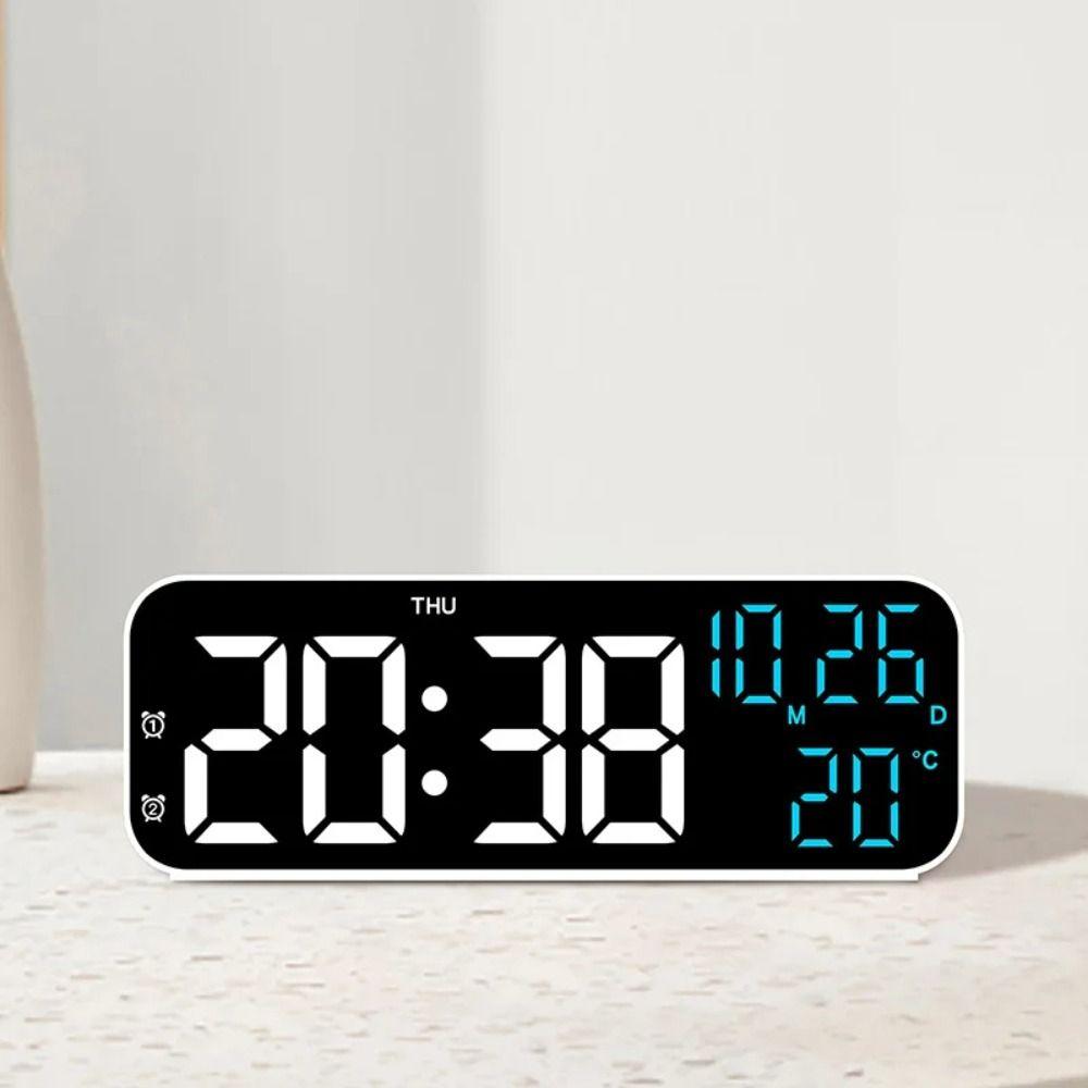 Voice Control Large Digital Clock 12/24H Format Dual Control Table Clock  for Living Room