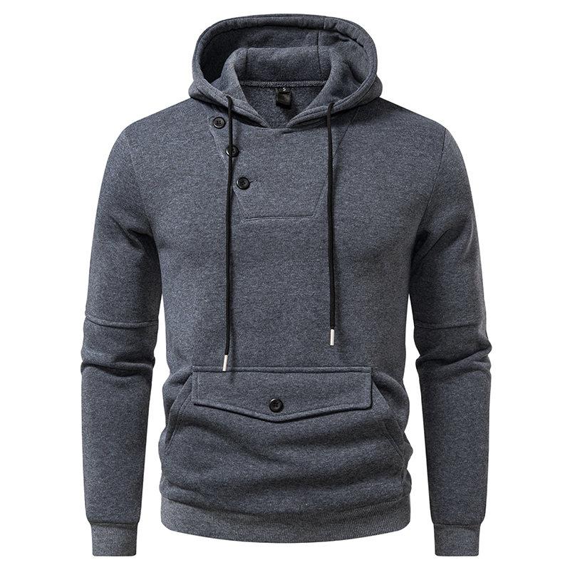 Fashion Winter Autumn Men's Casual Hoodie Big Pocket Solid Color Hooded Sweatshirt Sweatshirts Pullover Fleece Streetwear