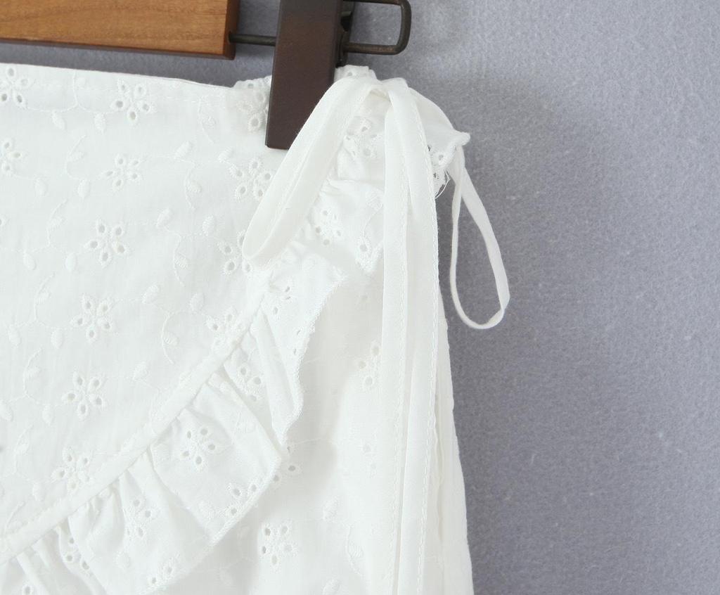 Lace Trim Bubble Sleeve Top & Skort Set - Women's Summer Two-Piece