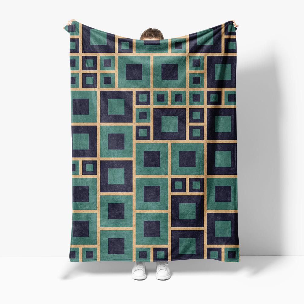 Geometric Square Pattern Blanket Throw Soft Cozy Sofa Bed Decorative Throw Blanket Gift 130x150cm51x59in