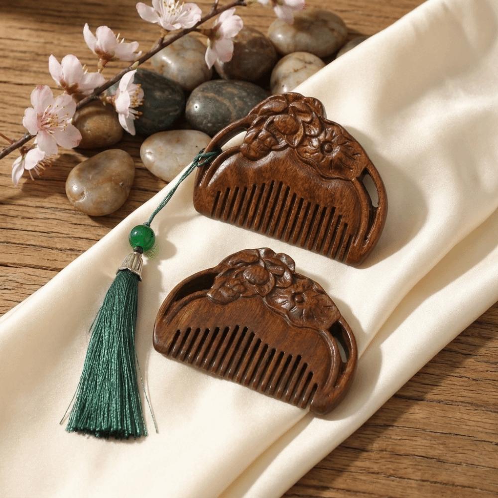 Vintage Wooden Hair Comb Carved Wide Tooth Comb Boutique Sandalwood Hair Brush  Straight Hair
