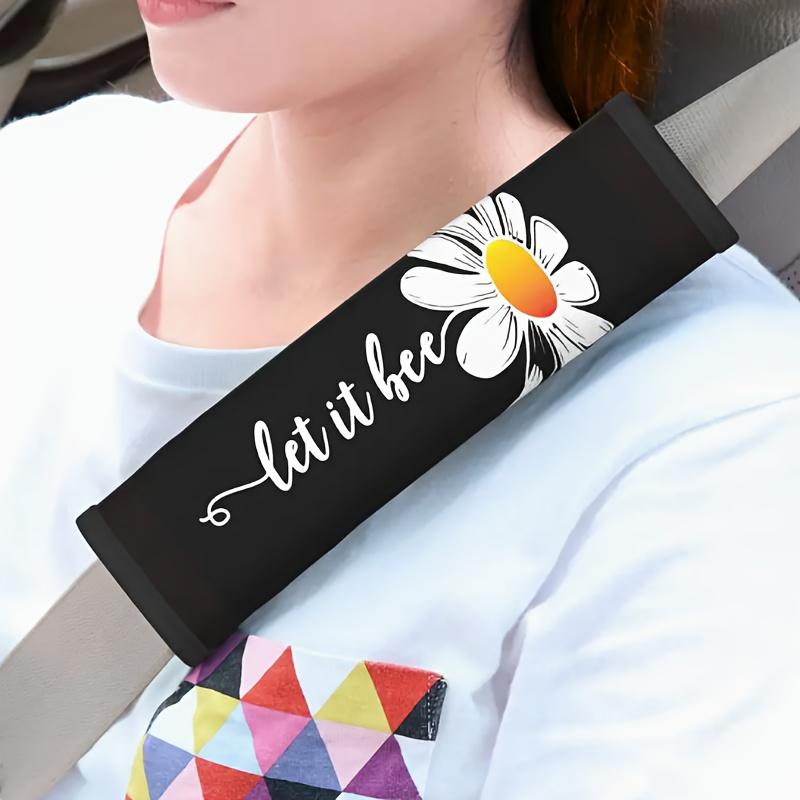 2pcs Car Seat Belt Shoulder Cover Soft Car Seat Belt Cover Fashion Daisy Car Interior Accessories
