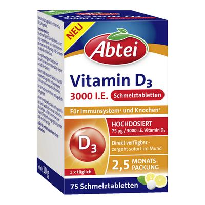 German Abtei Vitamin D3 3000 Ie. 75 Tablets
