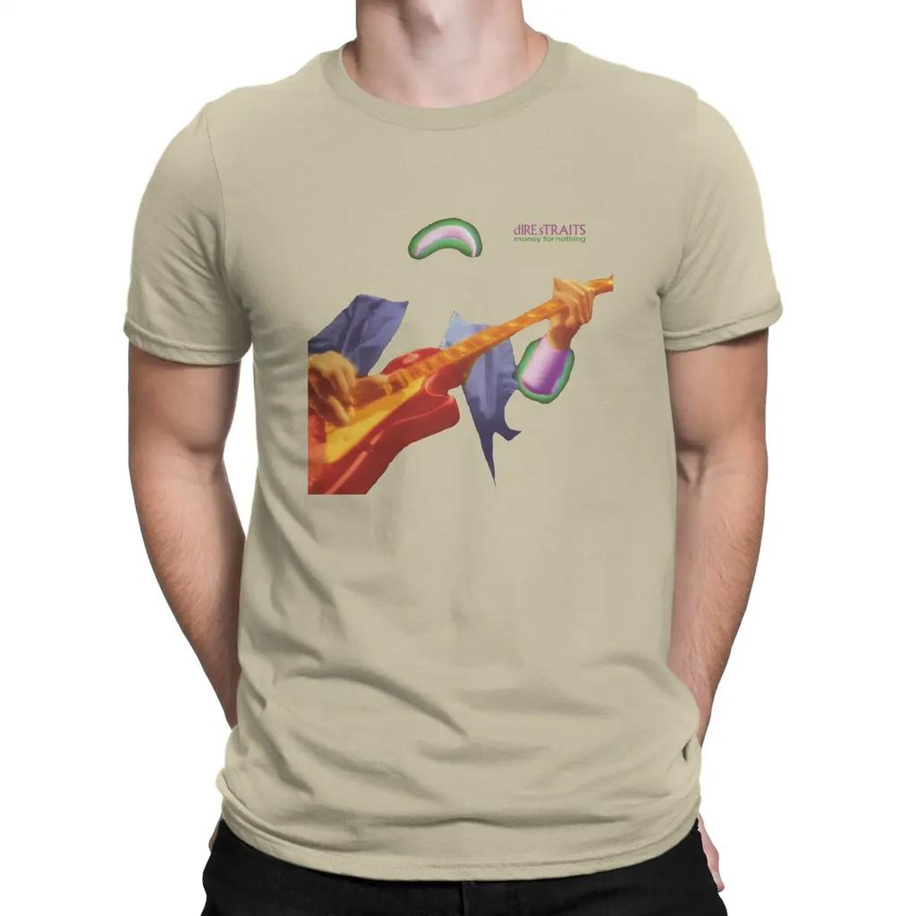 Funny Money For Nothing Music T-Shirts Men O Neck 100% Cotton T Shirts Dire Straits Band Short Sleeve Tees  Clothes