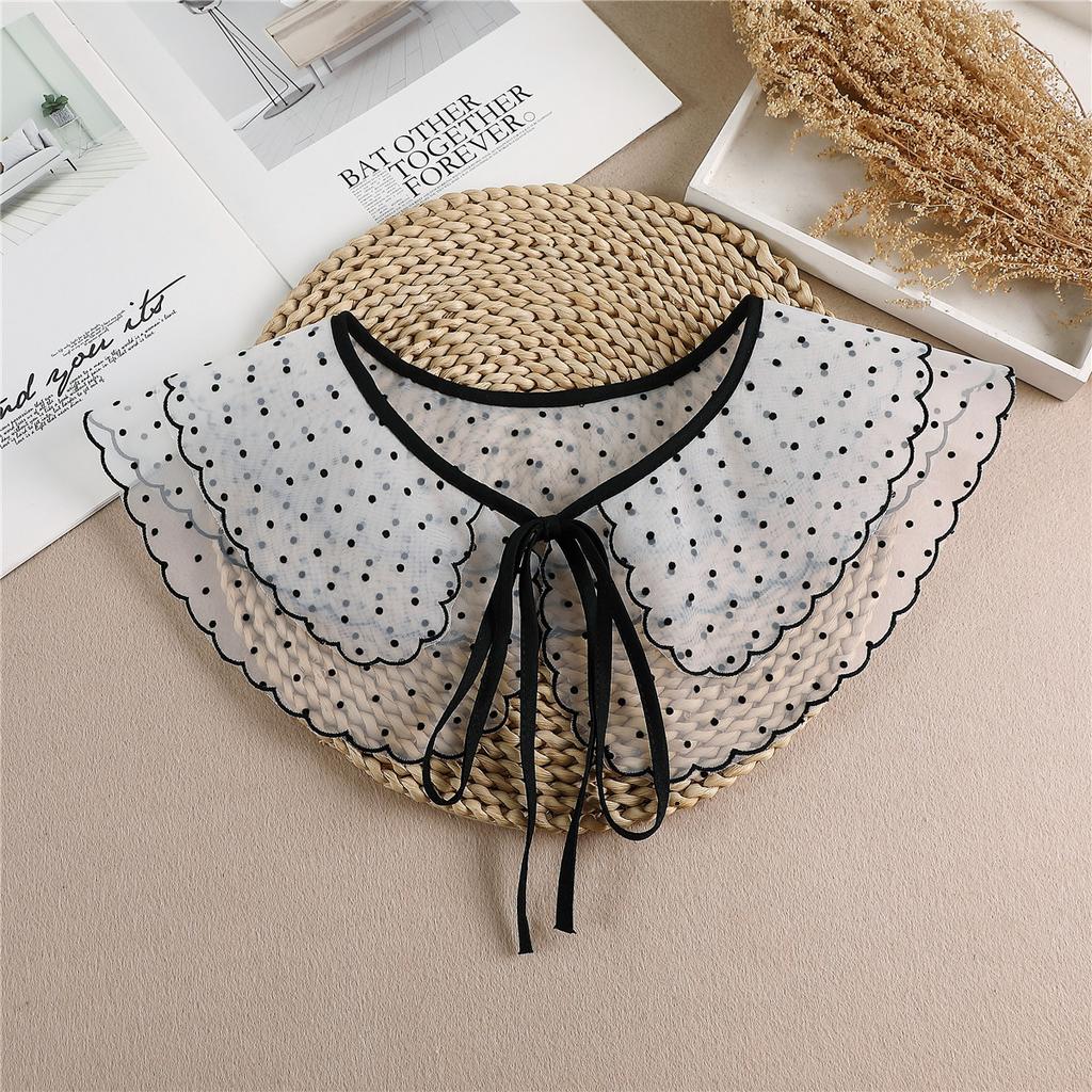 Linbaiway Lace Chiffon Doll Fake Collar Ladies Shawl Wrap Removable Detachable Embroidered False Collar Clothes Accessory
