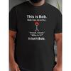 Men'S Plus Size Summer T-Shirt - Casual Sports Style,  Knit Fabric, Solid Color, Round Neck, Regular Fit - Humorous Bob Quote Print Design