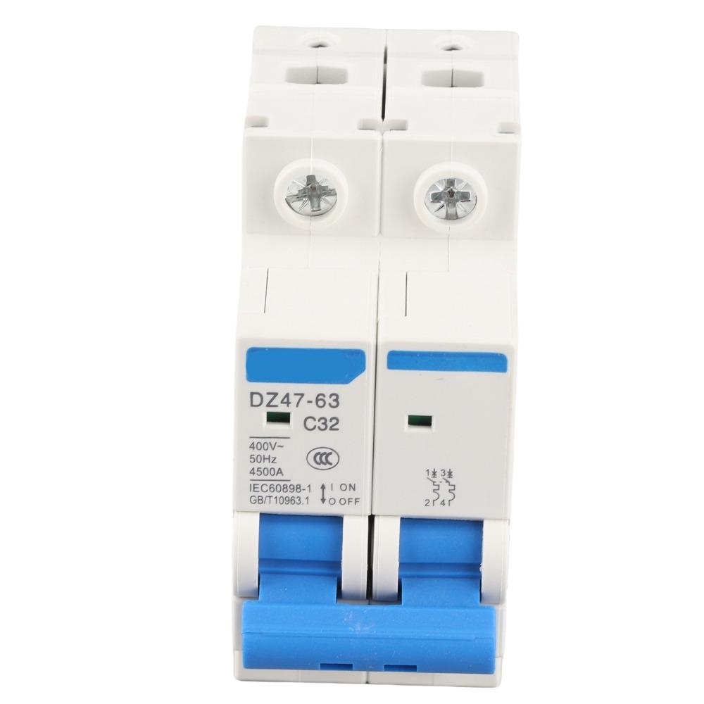 82*75*36mm 2 Pole Circuit Breaker DZ47‑63 2P 32A Current Circuit Breaker  Home Decoration