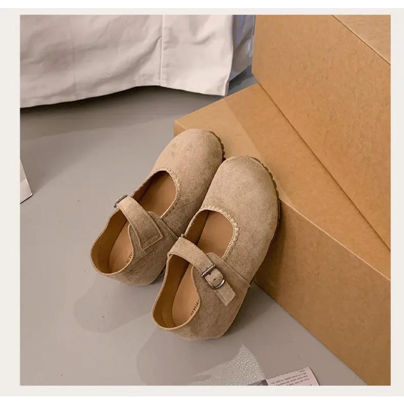 

Women s Suede Mary Jane Shoes Retro Buckle Strap Casual Flat Shoes Comfortable Round Toe Daily Footwear 40