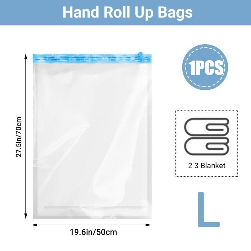 Roll Up Compression Bags Reusable Vacuum Storage Bags for Travel Organizer Saving Space In Suitcase  No Pump Required