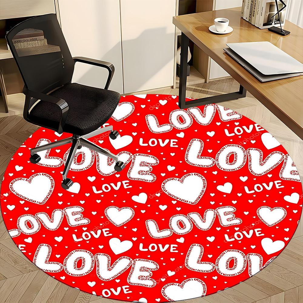 1pc Love, Heart Carpet for Office Non-Slip, Round Carpet, Soft & Comfortable, Carpet for Office, Lightweight Round Floor Mat
