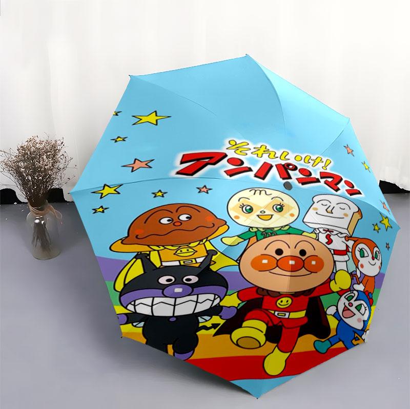Anpanman Theme Folding Umbrella Waterproof Windproof Umbrella Kids Cartoon Umbrella for Outdoor Daily Use