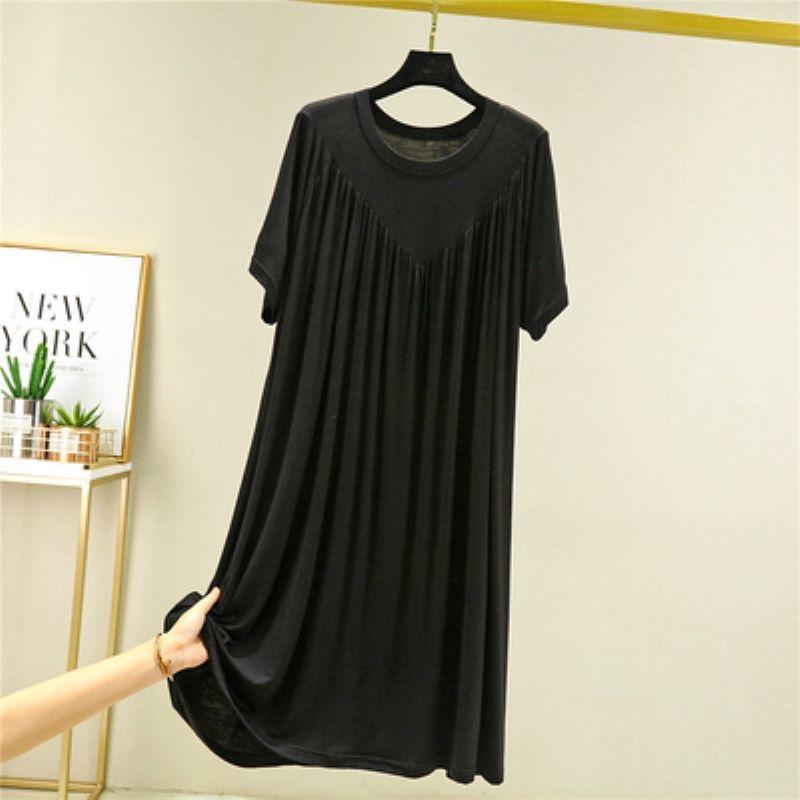 Women Dress Pullover Lady Night Robe Short Sleeves Stylish Sleepwear Women Night Dress