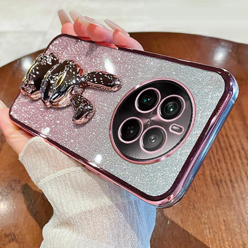 

Чехол для Realme 12 Pro 5G/12 Pro+ 5G PC+ТПУ Гальваническое покрытие Блестящий Кролик Чехол для телефона Pink