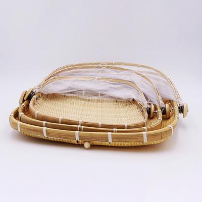 Food Tent Mesh Anti-deform Bamboo Woven Eco-friendly Portable Dishes Cover Kitchen Supplies