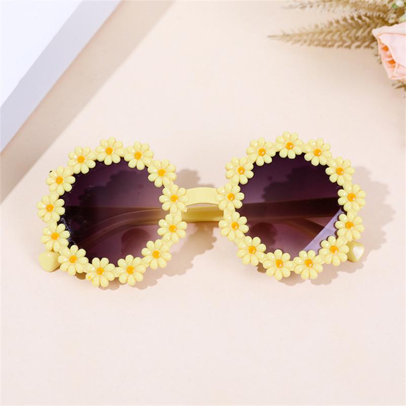 Flower Sunglasses Children Cartoon Sunscreen Round Frame Plastic Glasses Outdoor Party Travel Fashion Eyewear Wholesale