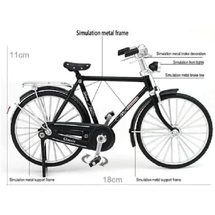 2025 New 51 Pcs DIY Retro Bicycle Model Ornament For Kids, Creative 1:10 Simulation Mini Bicycle Model Scale Kit With Inflator and Briefcase, Finger