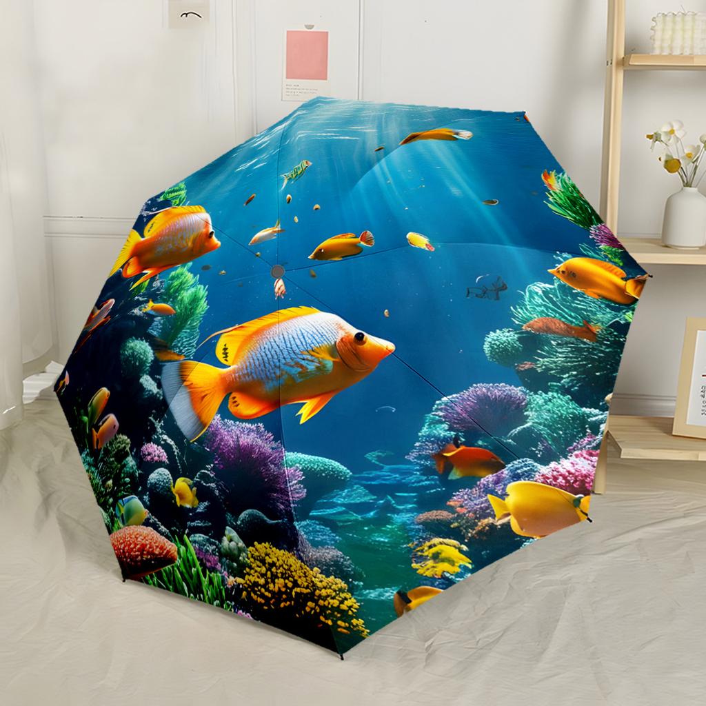 Yin-Yang Fisch Harmonie Outdoor Automatischer Regenschirm Faltbarer Schirm mit 8 Speichen Stabile Konstruktion Perfekt für Outdoor-Abenteuer