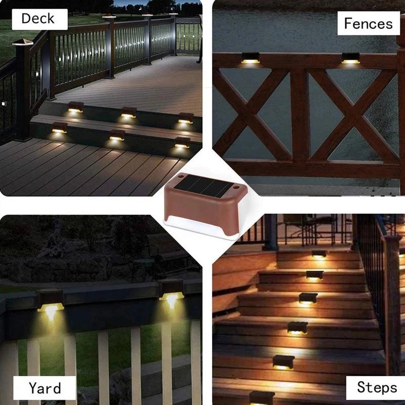 4~16PCs LED Solar Step Lamp Path Stair Outdoor Garden Lights Waterproof Balcony Light Decoration for Patio Stair Fence Light