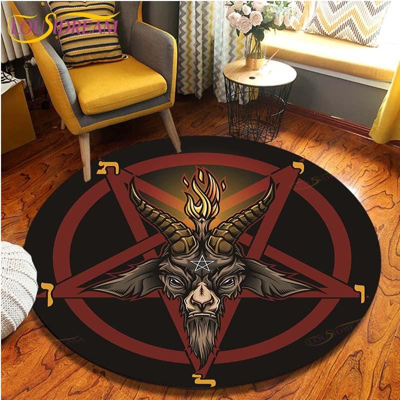 Satan Skull 3D Print Waterproof and Non-slip Circle Cute Floor Rug Round Area Rugs Living Room Children Chair Tent Carpets