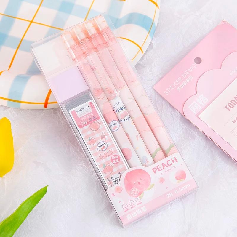 

Mechanical Pencil Set 0.5 mm with 2B Black Lead Refill For Writing Sketching Art Drawing Painting School Automatic Pencils рожевий