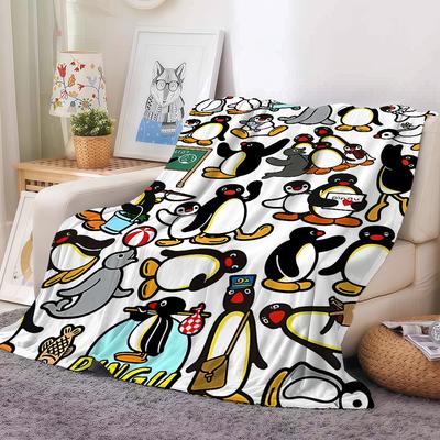 Cartoon P-Pingu Cute Blanket Warm Soft Suitable For Bedroom Sofa Bed Living Room Office Travel Camping Gifts